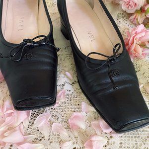 Vintage Chanel Square Toe Ballerina Flat Loafers